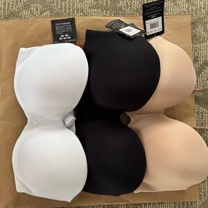Maidenform White, Black, and Nude Strapless Bras 36DD
